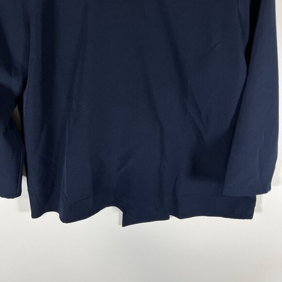 Tuckernuck NEW Navy Faye Preppy Bow Ruffle‎ Collar 3/4 Sleeve Blouse Size Large - Picture 4 of 10